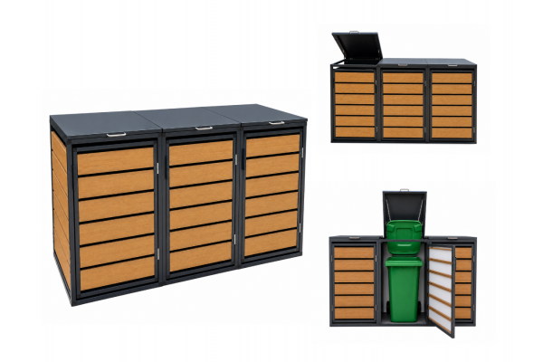 ZABUDOWA ŚMIETNIKOWA 3x120L kolor DREWNO
